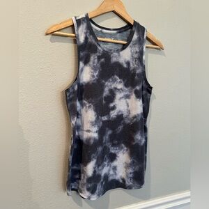 Old Navy Black and White Tie-Dye Active Tank Top
